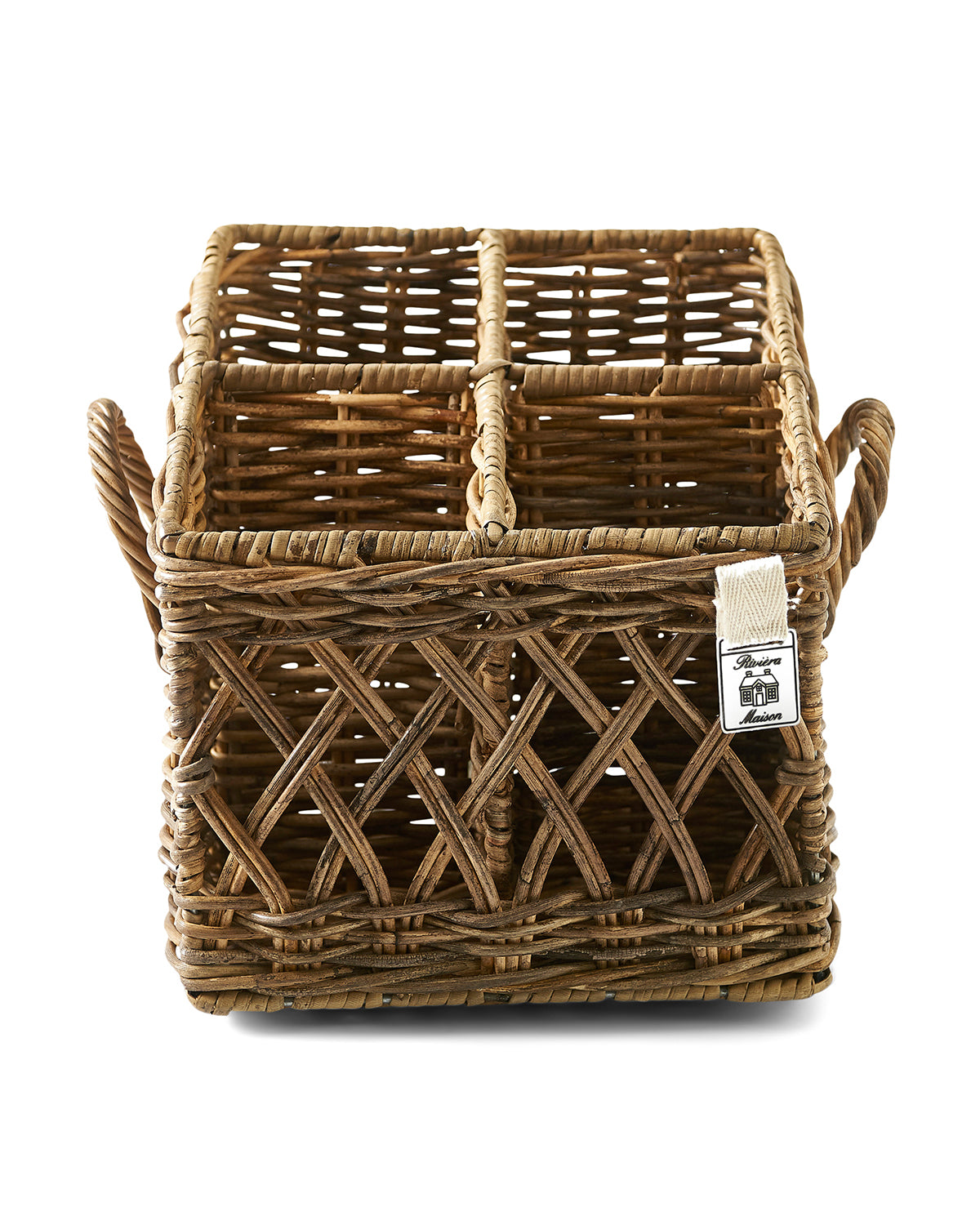 COUVERT BASKET SQUARE made of gray-colored reeds by Riviera Maison