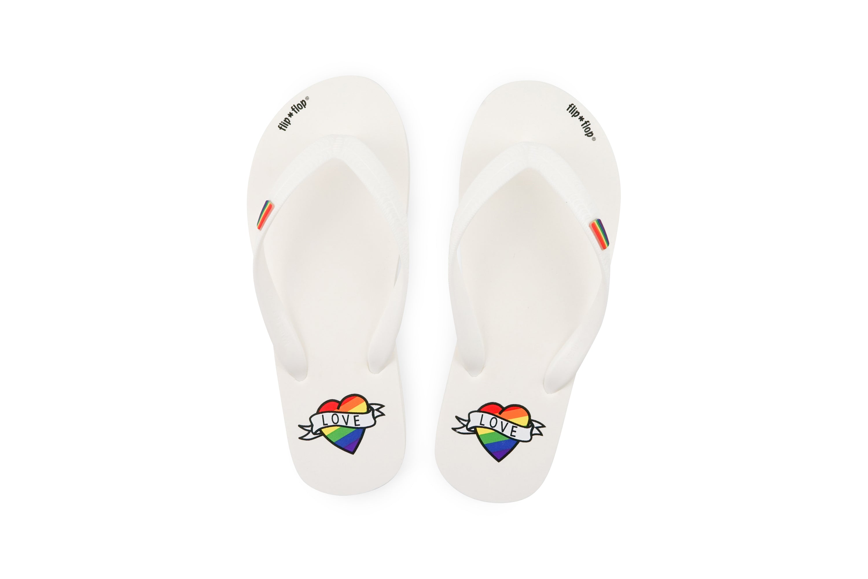 Flip Flop vegan in color white with Rainbow colors heart by Flip*Flop Original