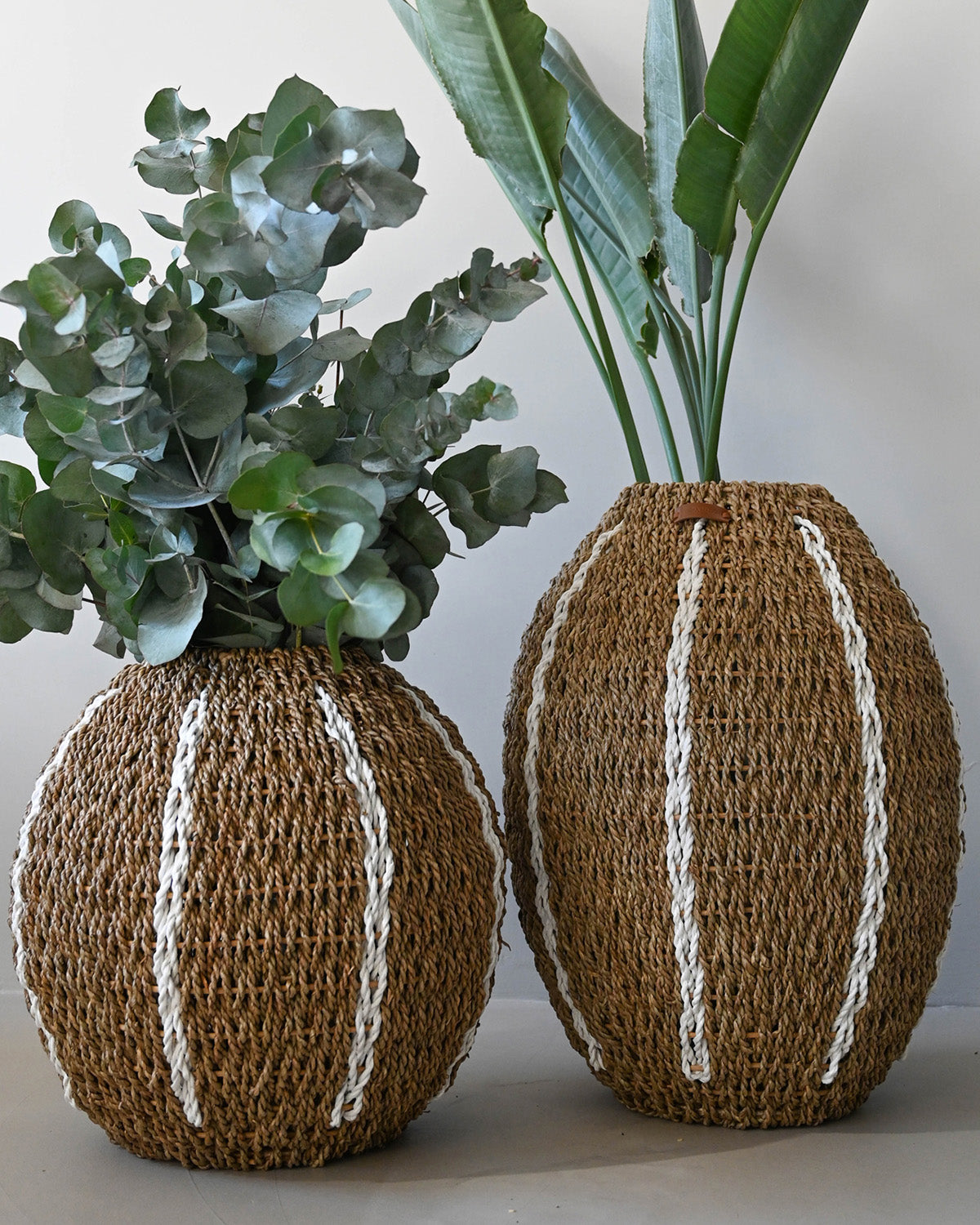 Woven Stripes Seagrass Vase by Riviera Maison