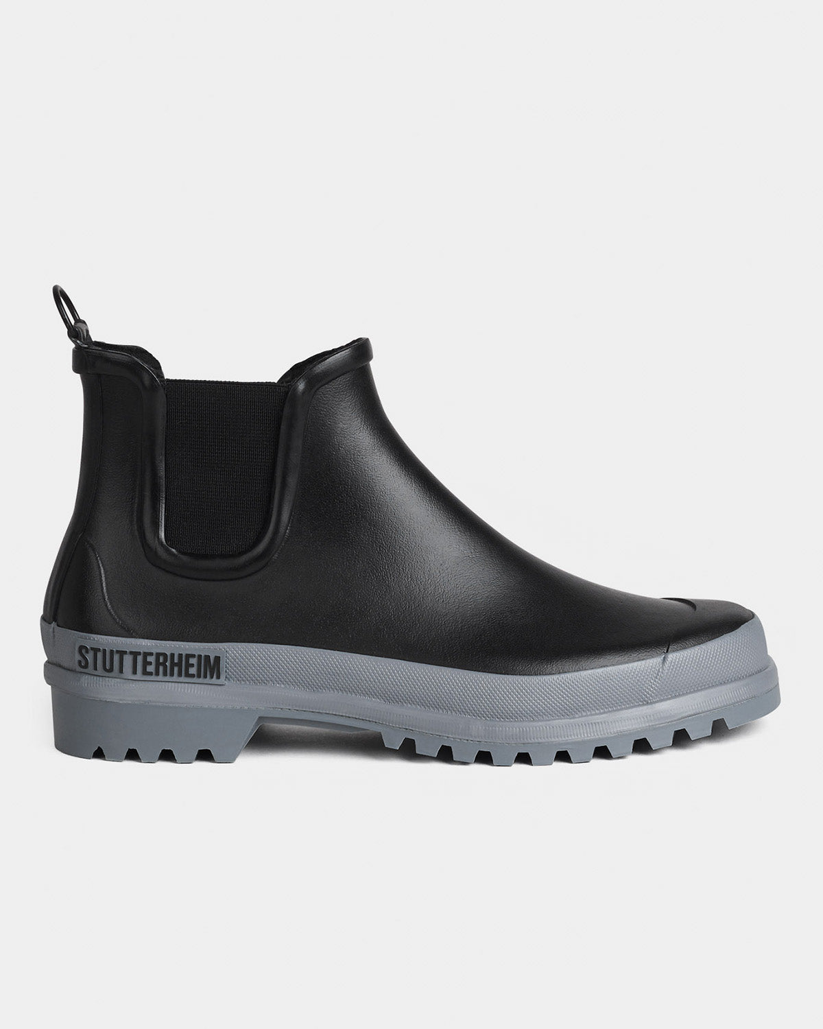 Chelsea Rainboots in color black with grey sole by Ilse Jacobsen