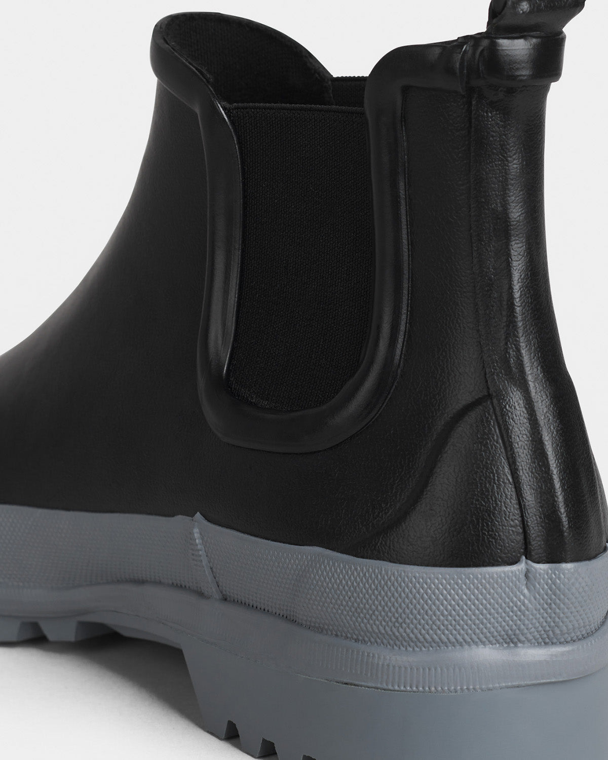 Chelsea Rainboots in color black with grey sole by Ilse Jacobsen
