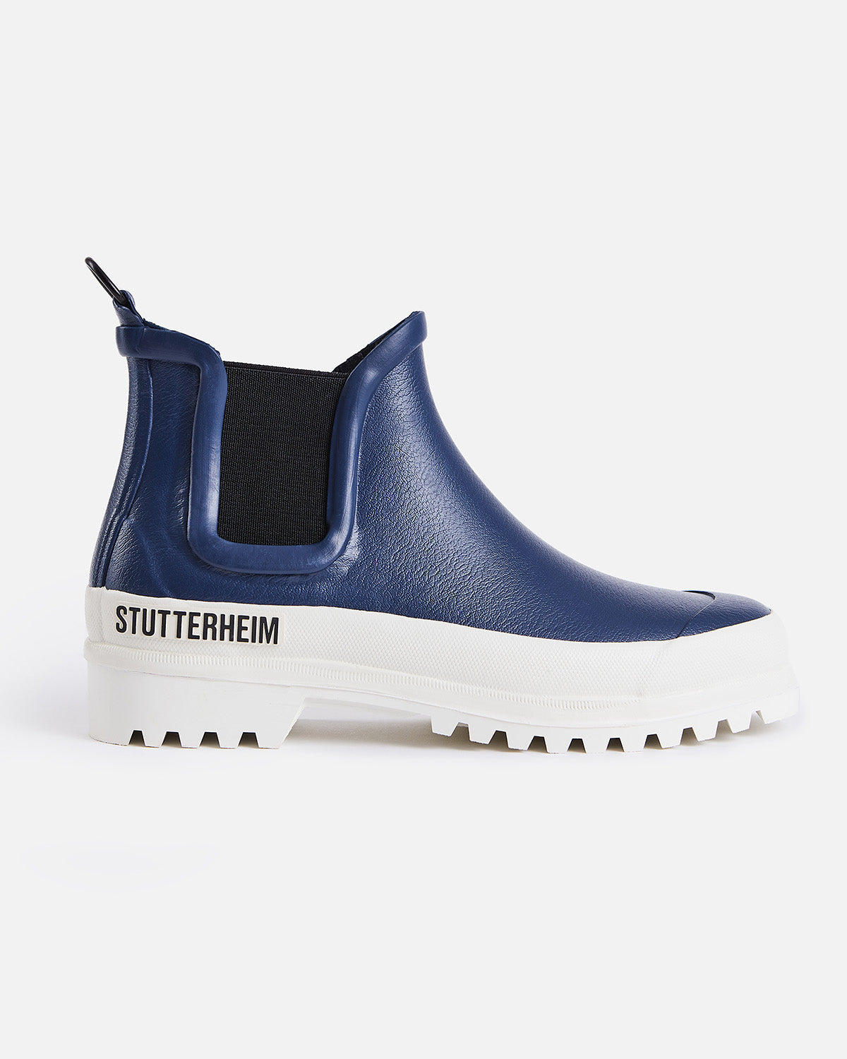 Chelsea Rainboots in color navy with white sole by Ilse Jacobsen