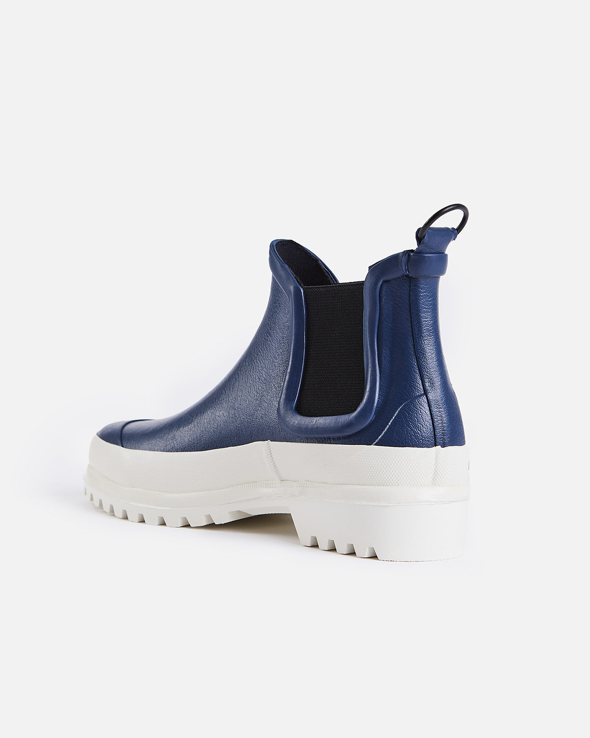 Chelsea Rainboots in color navy with white sole by Ilse Jacobsen