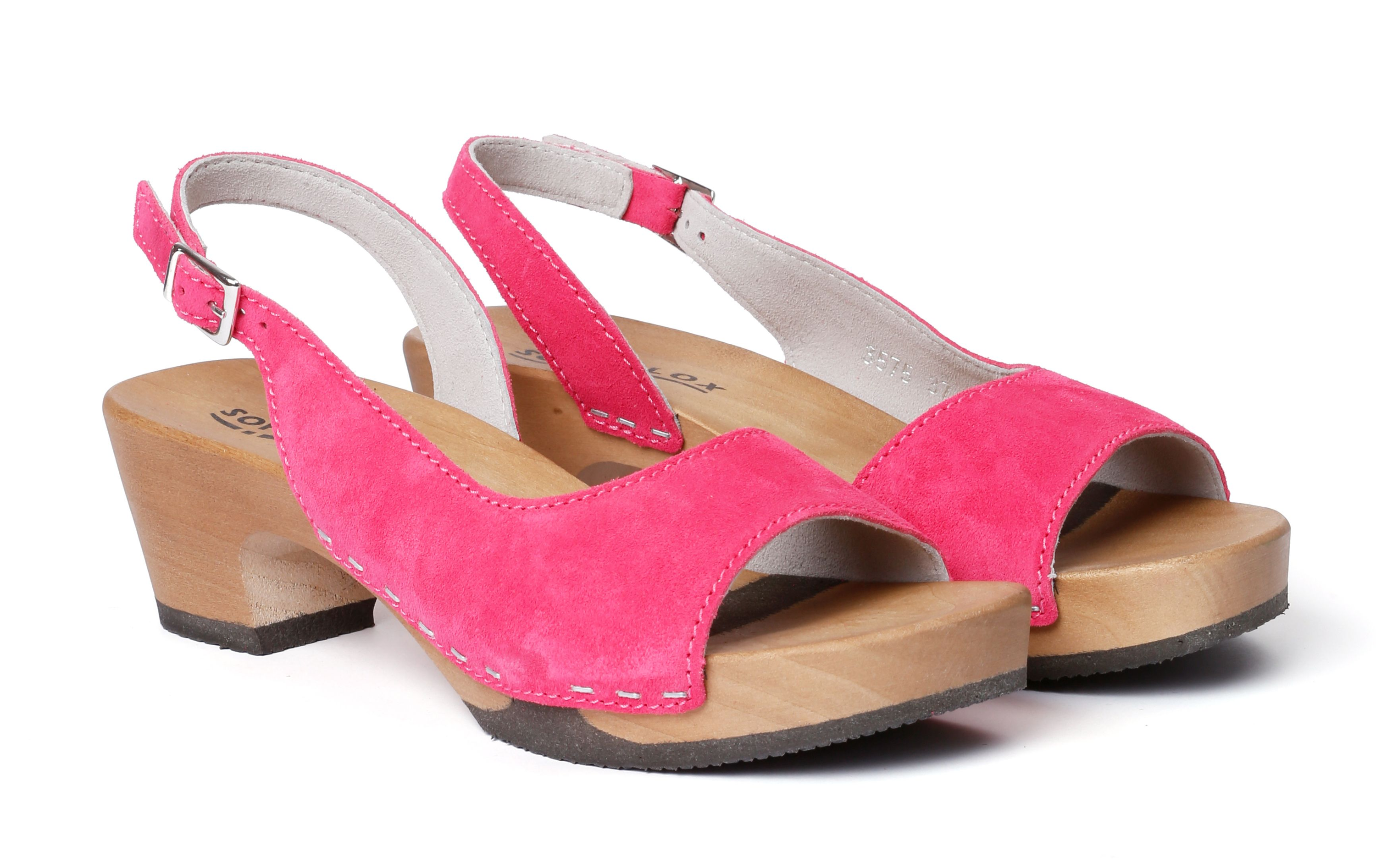 Sandals from poplar wood smooth suede in color pink kiss by Softclox