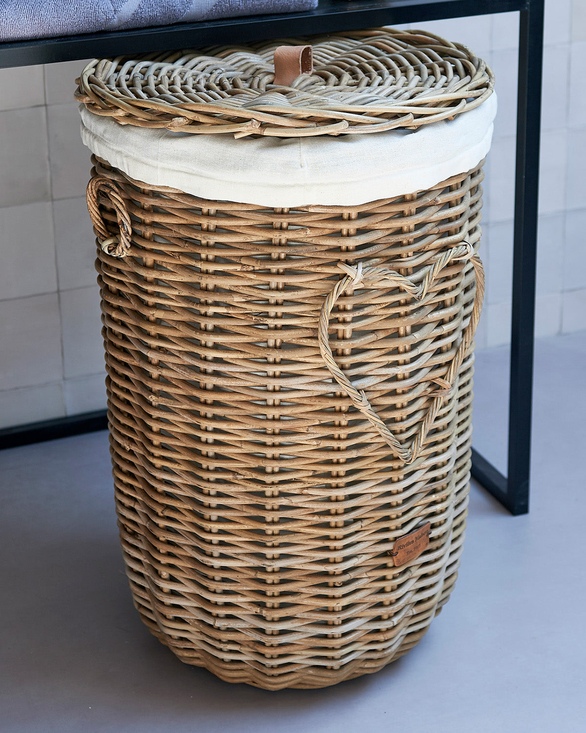 LAUNDRY BASKET made from rattan, inside the laundry basket with robust cotton by Riviera Maison