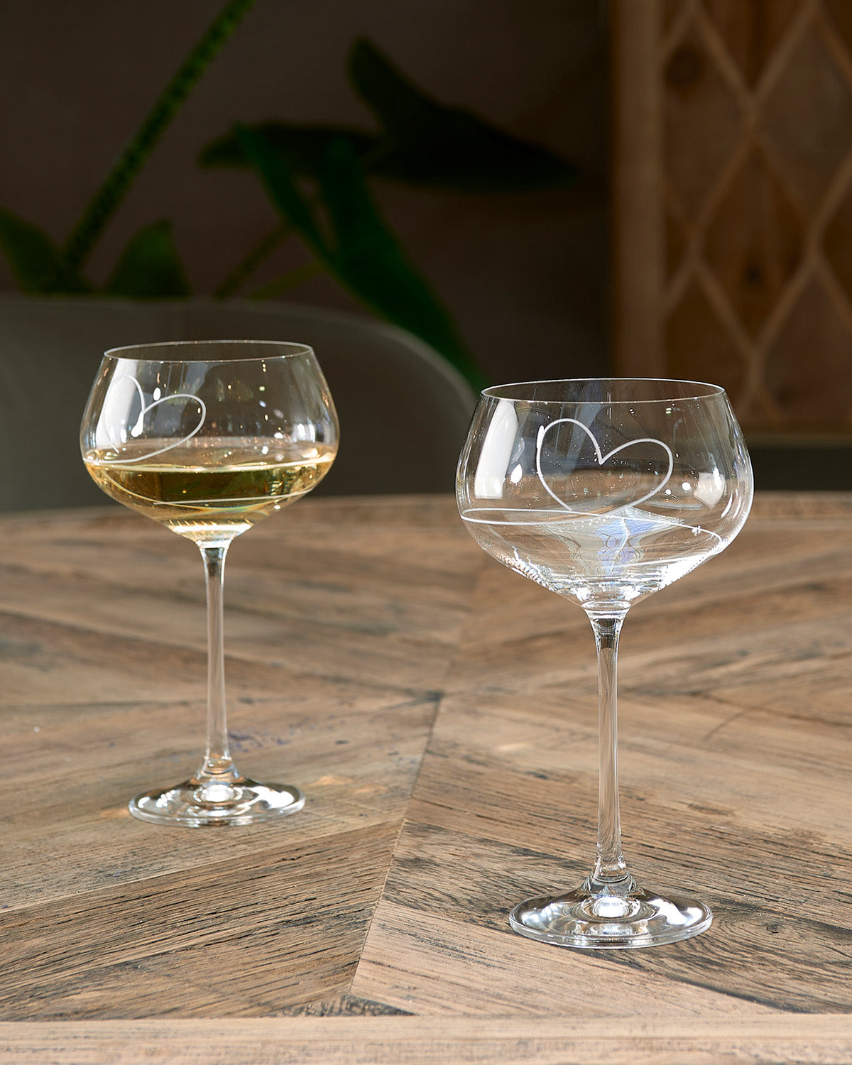 White wine glasses  with a hand painted heart  by Riviera Maison