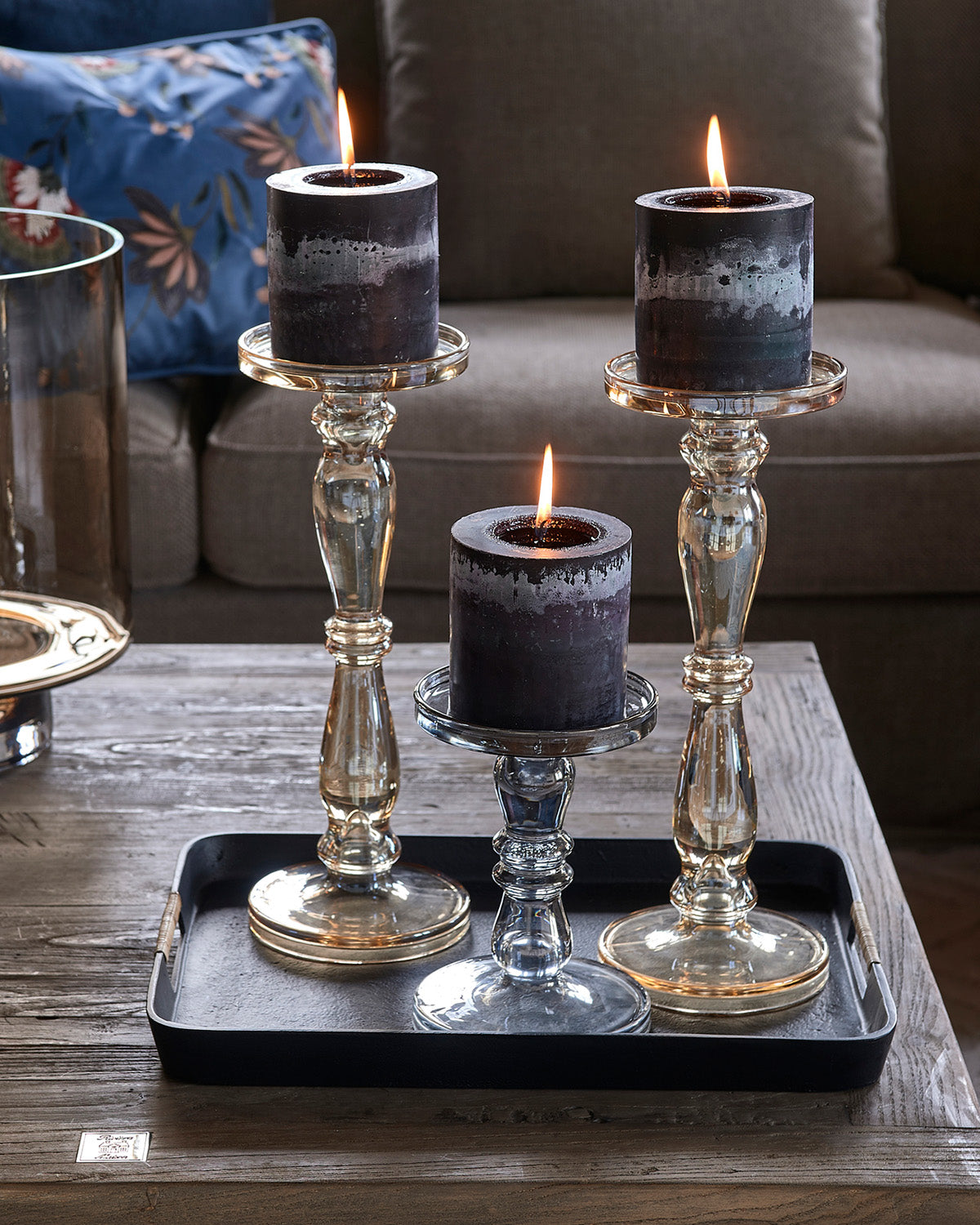 Candle Holder with black block candles