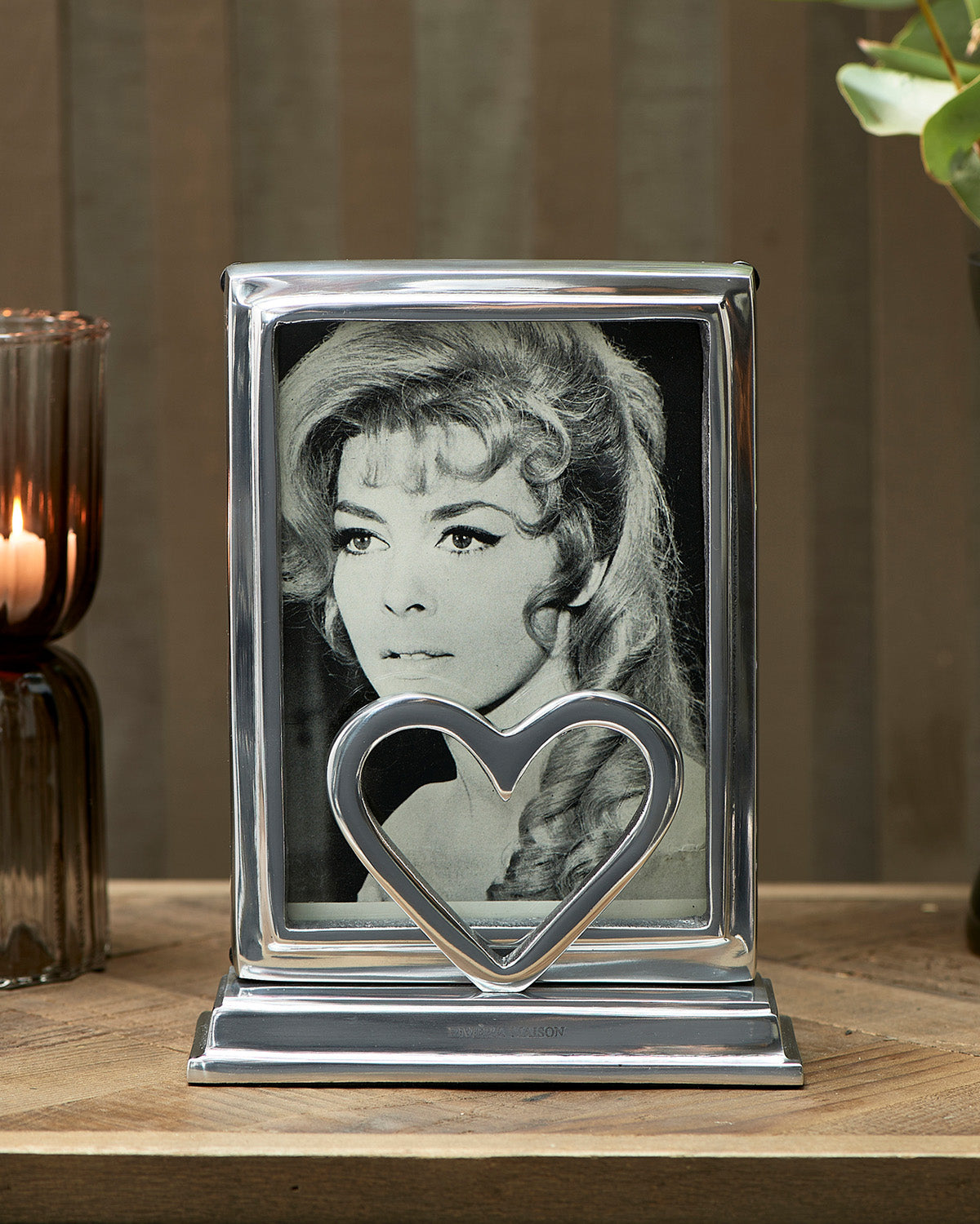 HEART PHOTO FRAME SILVER rectangular, coloured aluminium by Riviera Maison