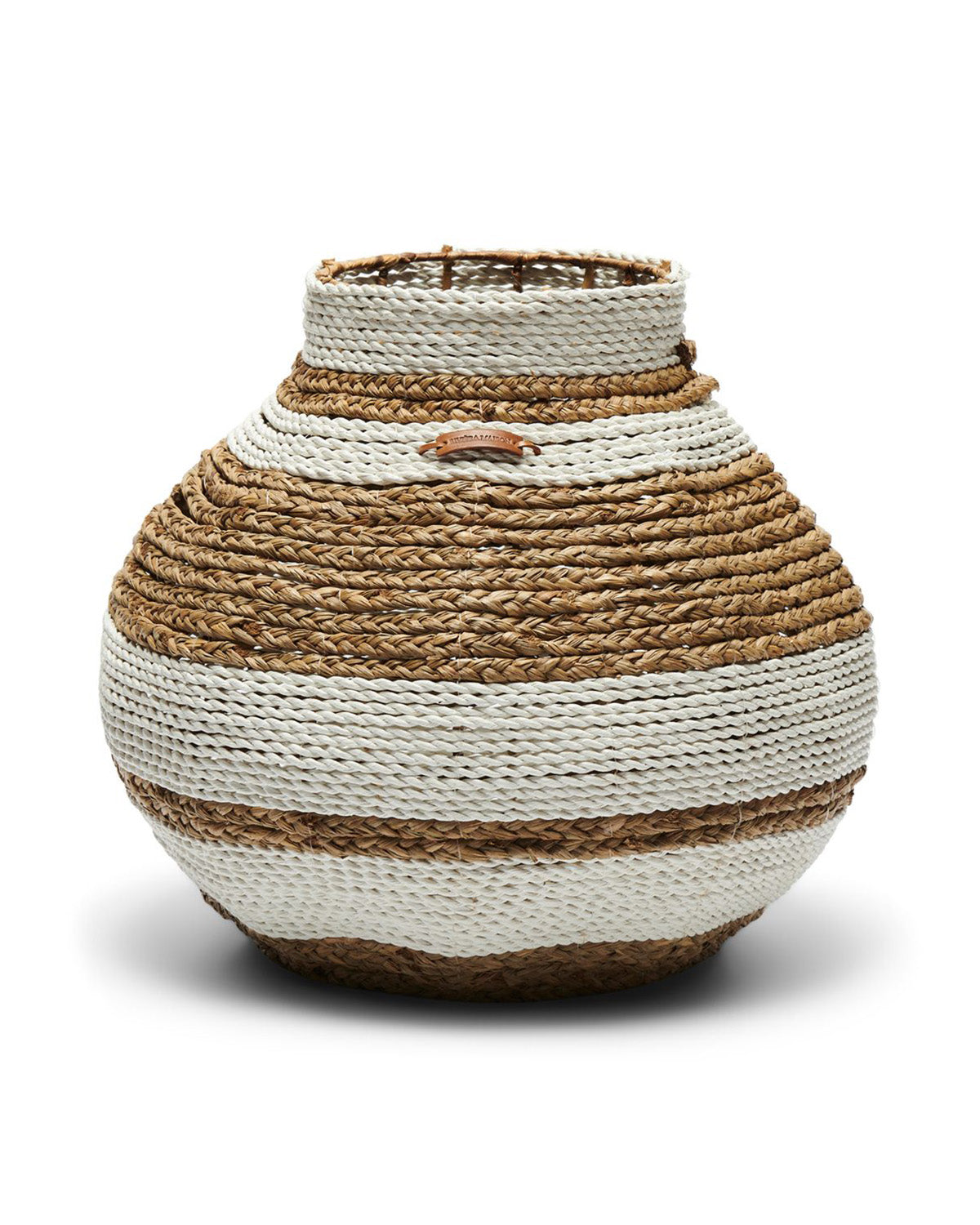 EMELISSE VASE beautiful interior accessory shaped like a full vase but made of raffia hand-woven around a sturdy frame, partially painted white by Riviera Maison