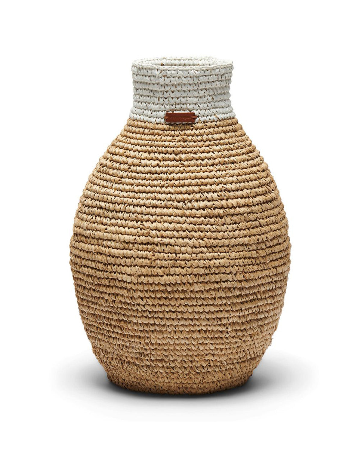 Vases made from woven Rattan white striped