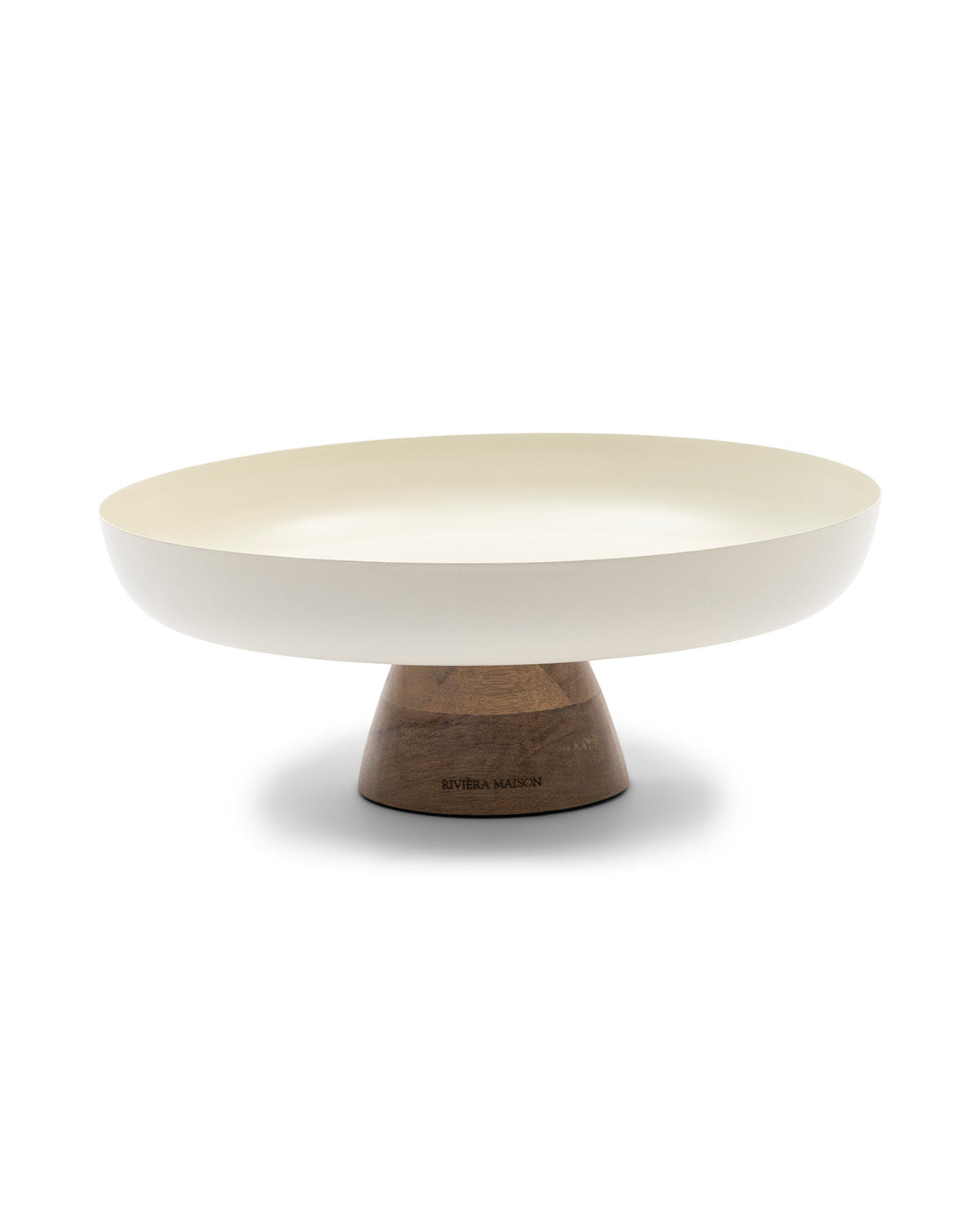 Cake Plate Narvik combination of white metal and mango wood by Riviera Maison