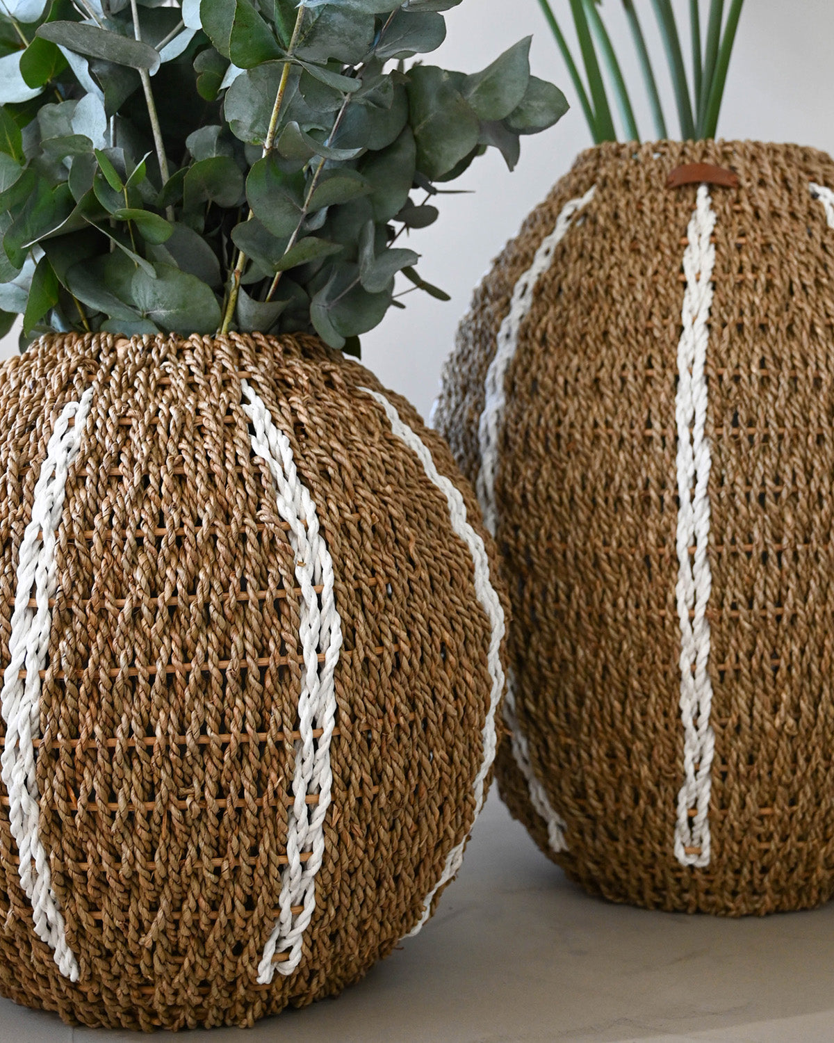 Woven Stripes Seagrass Vase by Riviera Maison