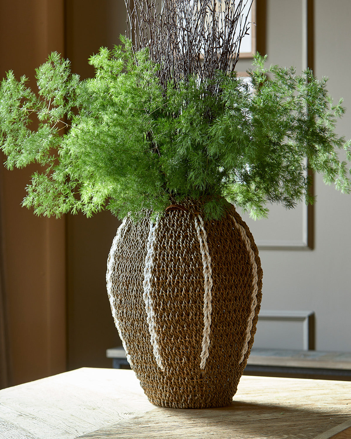 Woven Stripes Seagrass Vase by Riviera Maison