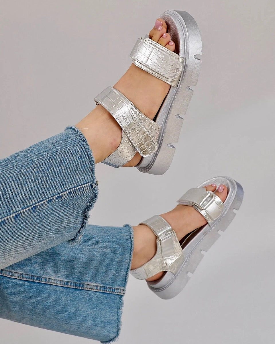 Haarlem Chunky Platform Sandals – Silver