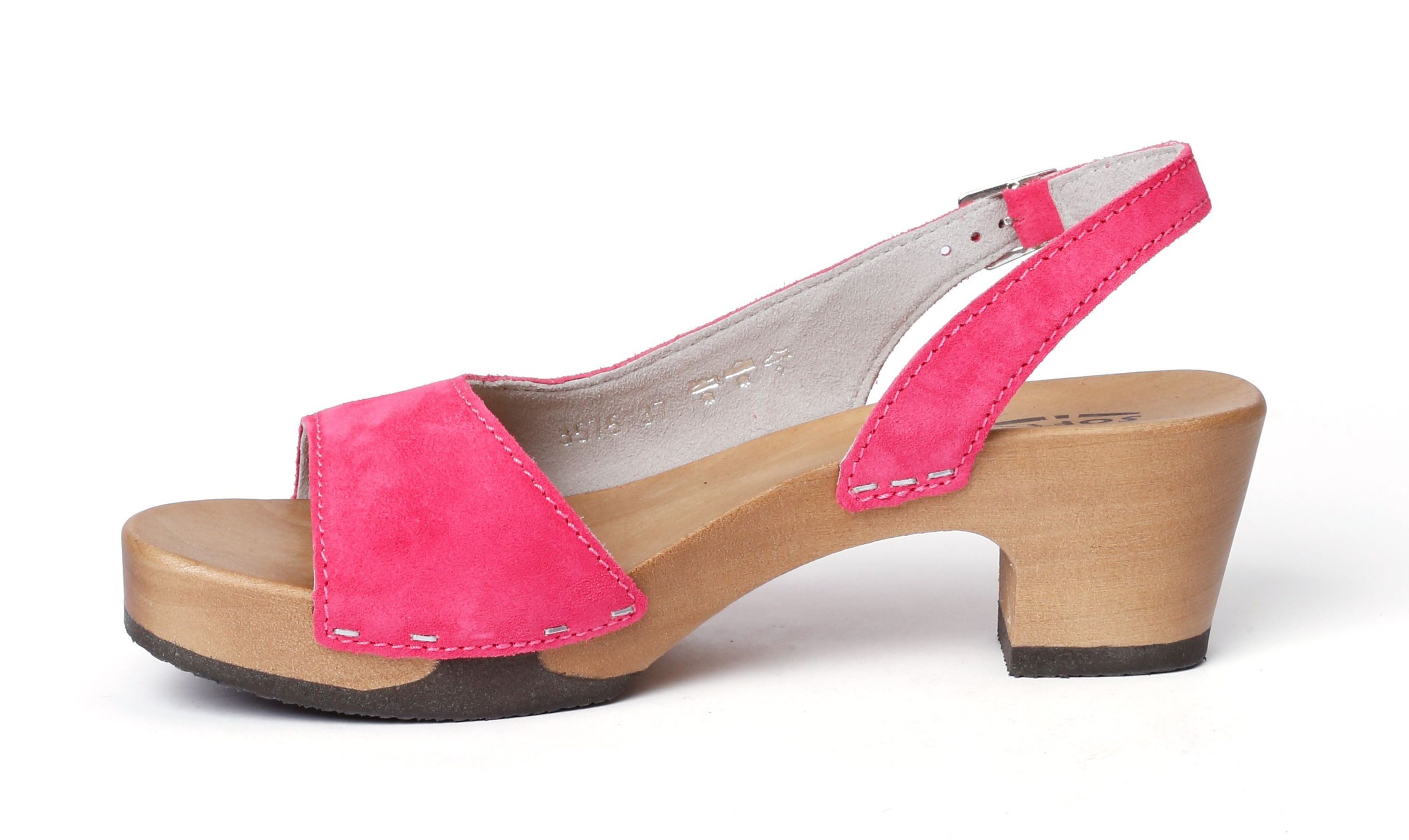 Sandals from poplar wood smooth suede in color pink kiss by Softclox